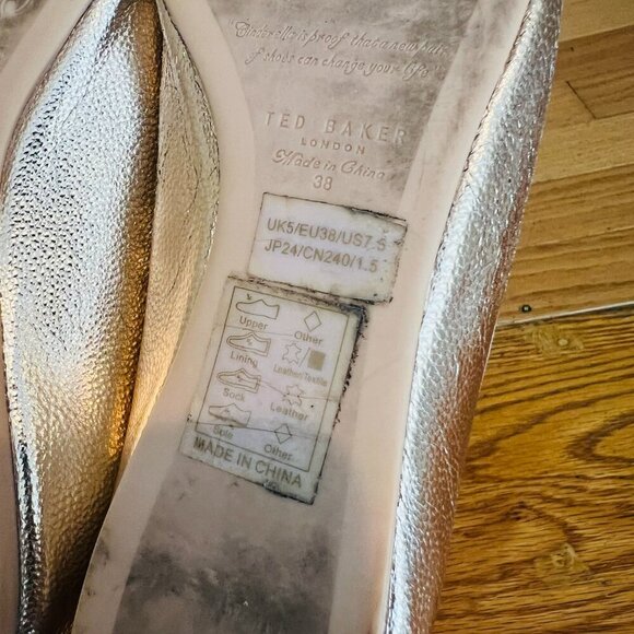 TED BAKER LONDON SATIN W/GOLD BOW BALLET FLATS WOMEN SHOES US 7.5/EU 38 - Picture 9 of 16